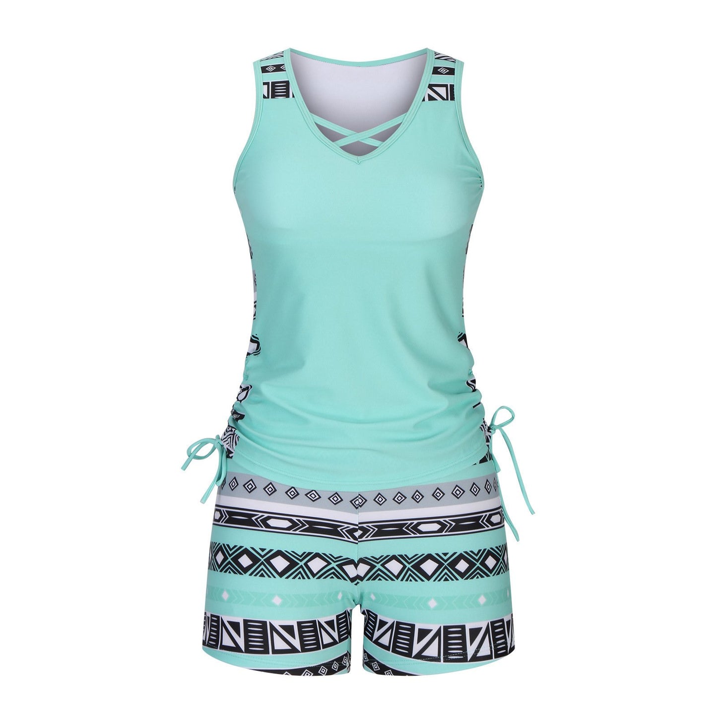 Women's Tummy Control Tankini Set with Built-In Bra – Flattering Boho Swimwear with Shorts🔥 Buy 2 Free Shipping