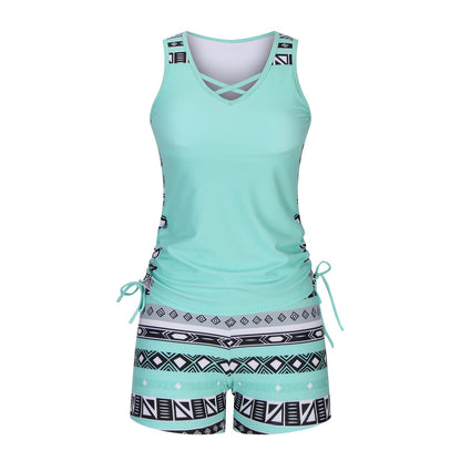 Women's Tummy Control Tankini Set with Built-In Bra – Flattering Boho Swimwear with Shorts🔥 Buy 2 Free Shipping