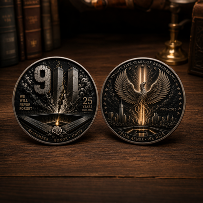 9/11 25th Anniversary Commemorative Coin🕯️ – Never Forget Memorial Collectible (2001–2026)