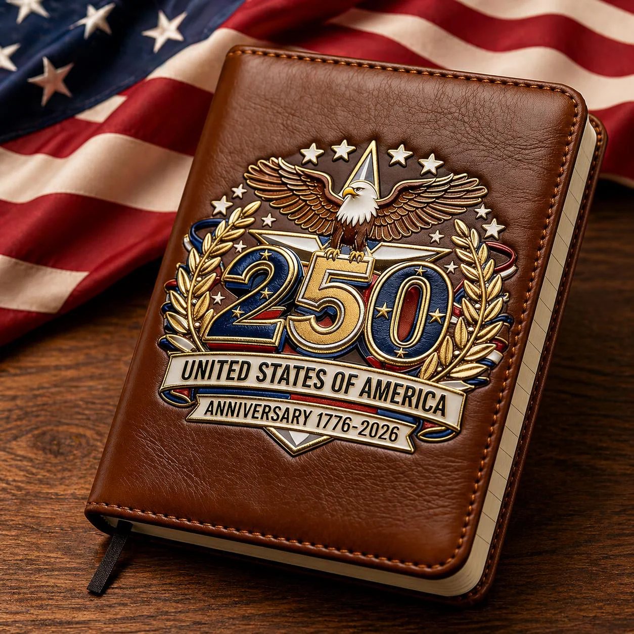 USA 250th Anniversary Notebook & Pen Set, 1776-2026 Patriotic Gift