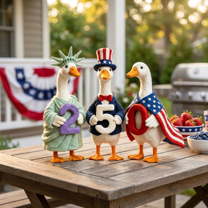 Whimsical "USA 250" Patriotic Geese Centerpiece