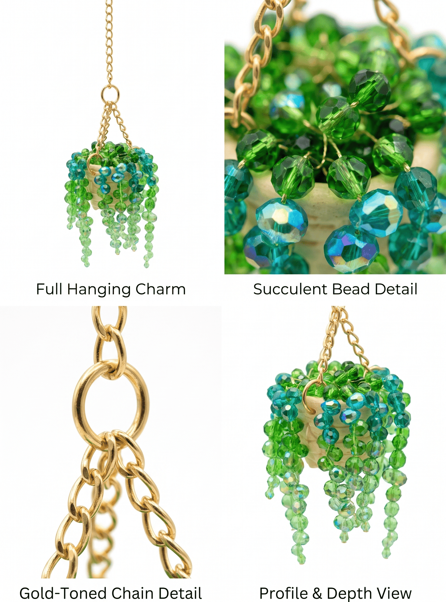 Sun-Kissed Beaded Succulent Car Charm