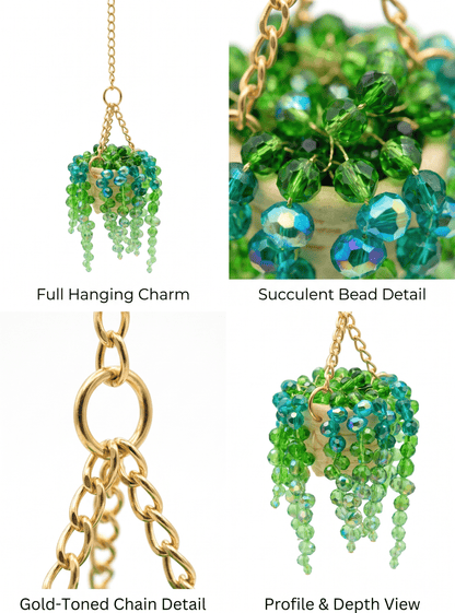 Sun-Kissed Beaded Succulent Car Charm