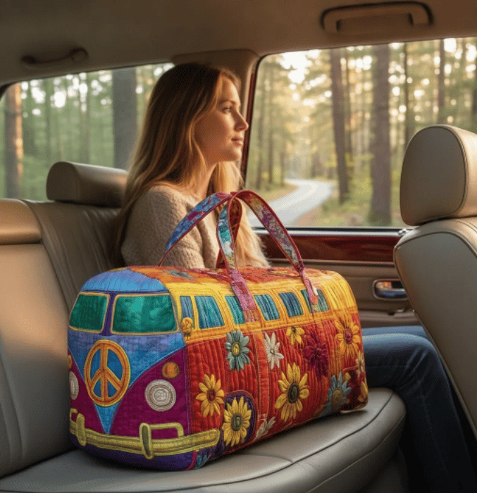 Hippie Van Quilted Duffle Bag