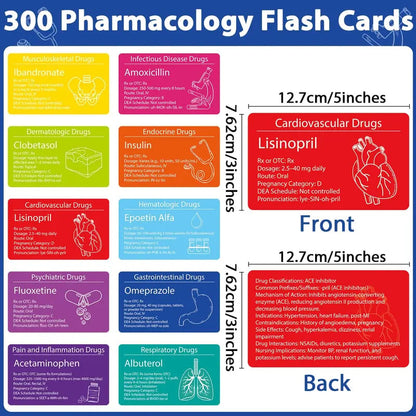 💊300 Pharmacology Flash Cards for Nursing Students – Top Drug Study Cards for NCLEX, Pharmacy & Medical Exam Prep
