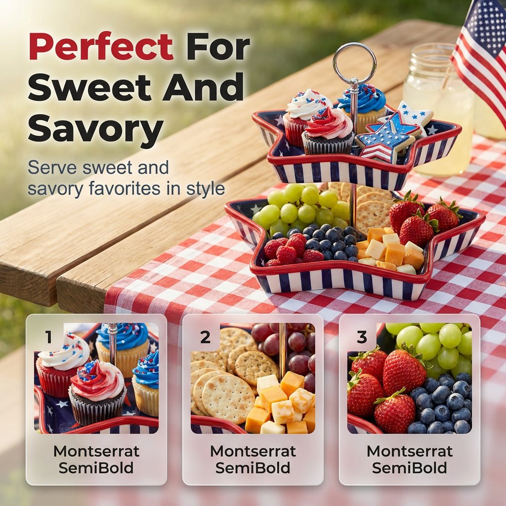 250th American Patriotic Two-Tier Star Serving Tray