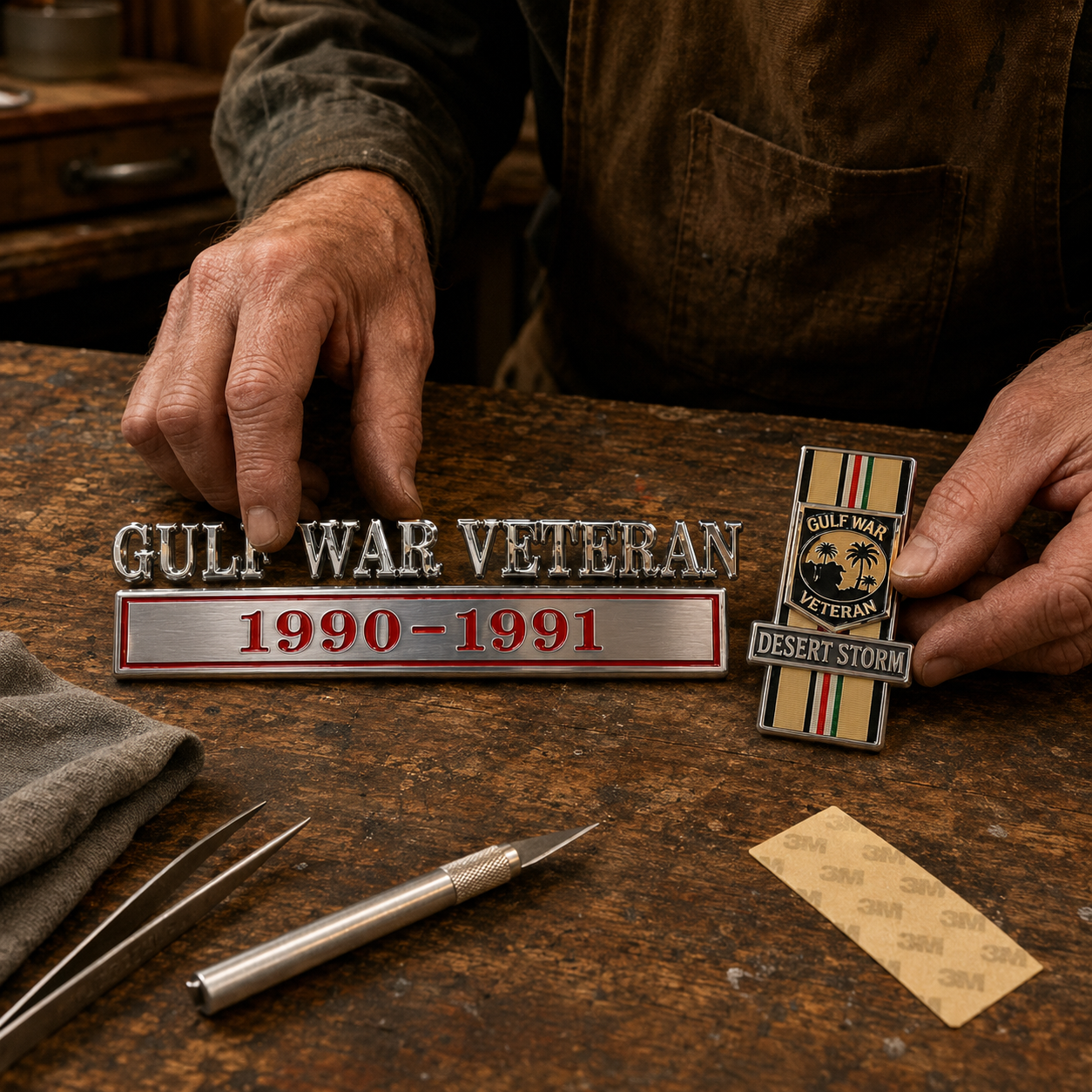 🇺🇸 Gulf War Veteran 1990–1991 Desert Storm Car Emblem Metal Badge