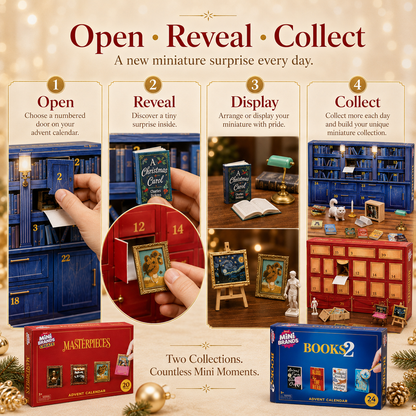 🎁 Open a Tiny Surprise Every Day – Miniature Books & Masterpieces Advent Calendar Collection