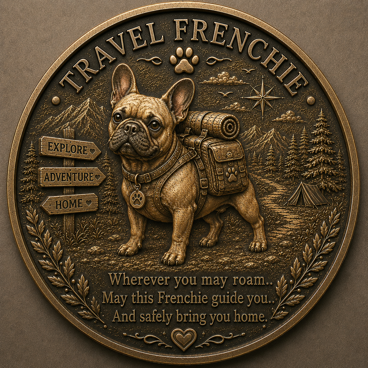 🐾 Travel Frenchie Lucky Coin