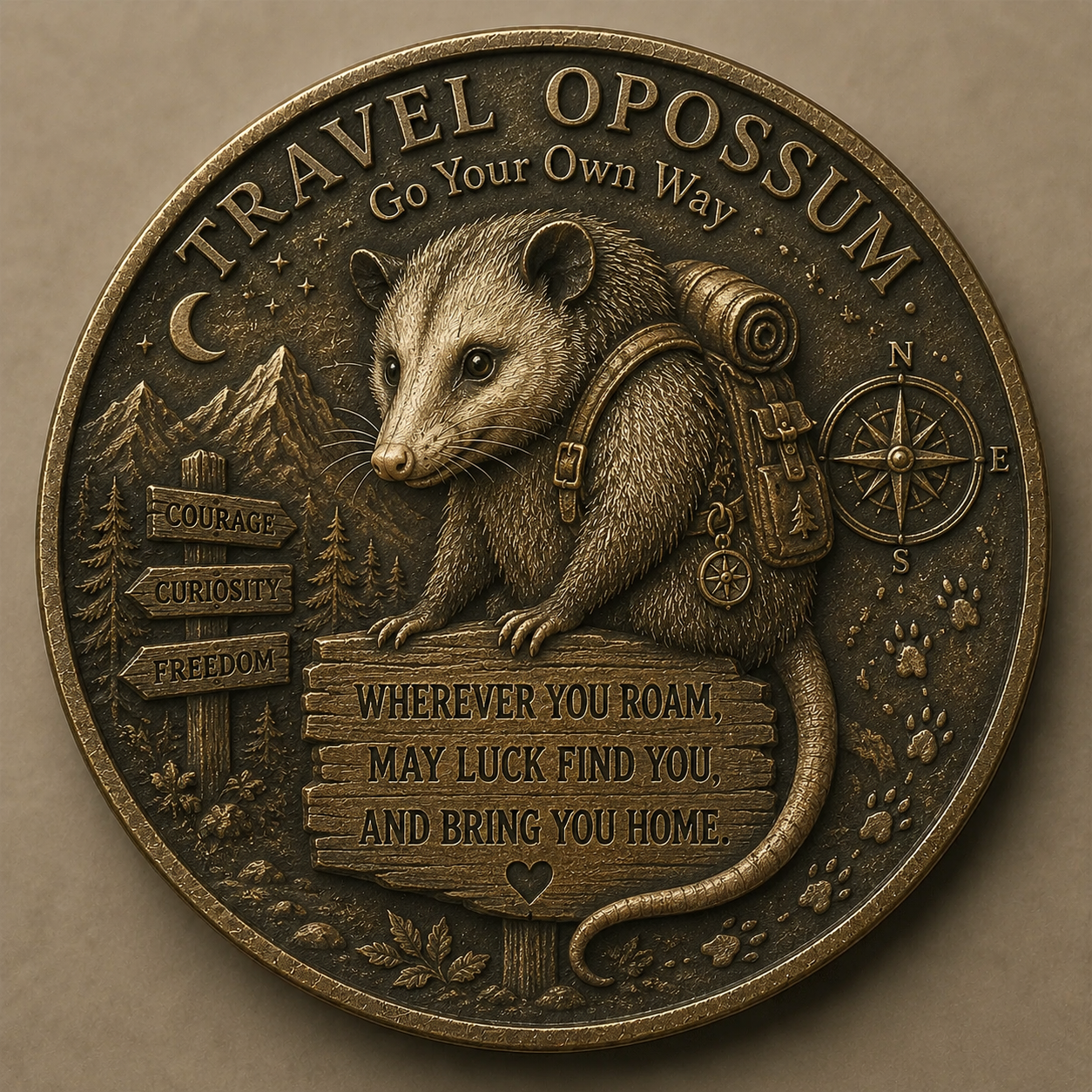🧭 Travel Opossum Lucky Coin