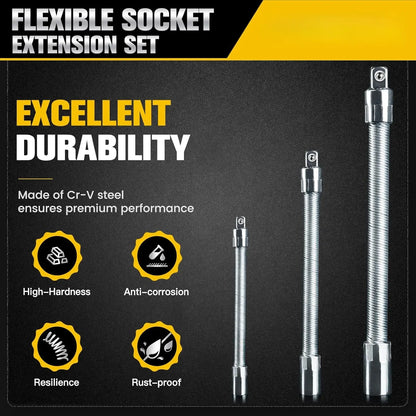 🔧👨‍🔧Flexible Socket Extension Rod, Bendable Wrench Extender for Auto Mechanics
