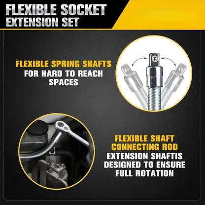 🔧👨‍🔧Flexible Socket Extension Rod, Bendable Wrench Extender for Auto Mechanics