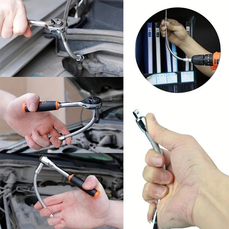 🔧👨‍🔧Flexible Socket Extension Rod, Bendable Wrench Extender for Auto Mechanics