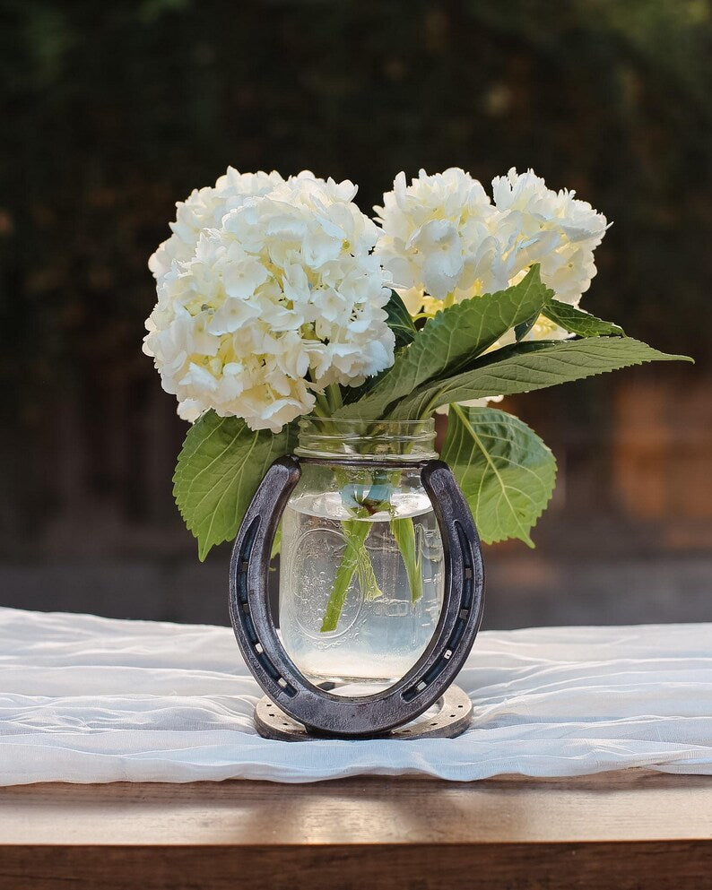 100% Handmade | Steel Horseshoe Mason Jar Vase Holder(Handmade by Robert Anderson)