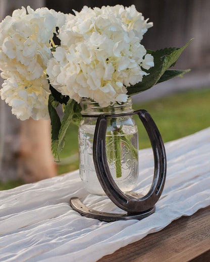 100% Handmade | Steel Horseshoe Mason Jar Vase Holder(Handmade by Robert Anderson)