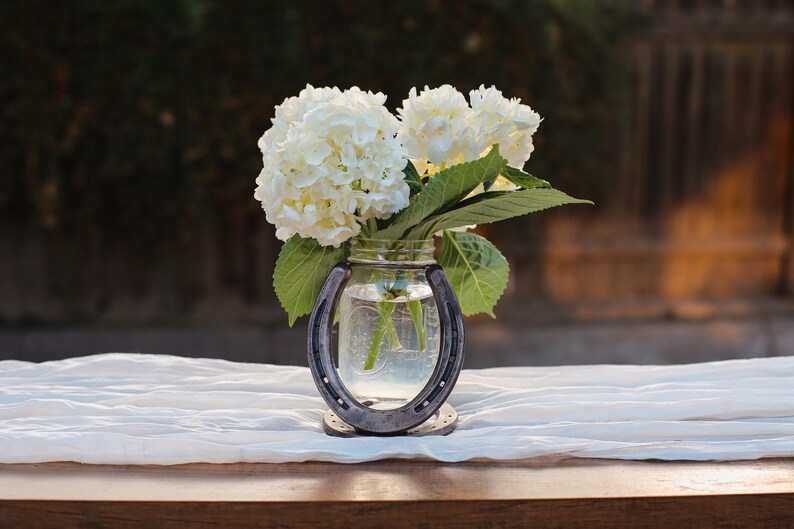 100% Handmade | Steel Horseshoe Mason Jar Vase Holder(Handmade by Robert Anderson)