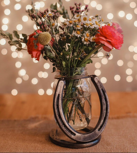 100% Handmade | Steel Horseshoe Mason Jar Vase Holder(Handmade by Robert Anderson)