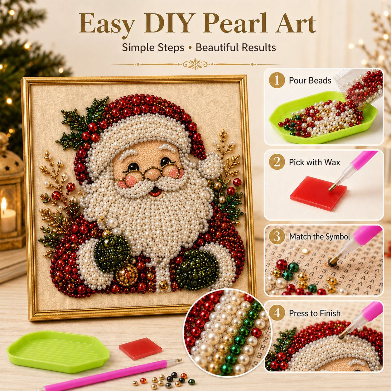 🎄 DIY Christmas Pearl Diamond Painting Art Kit With Frame (📦Buy 2 Free Shipping)