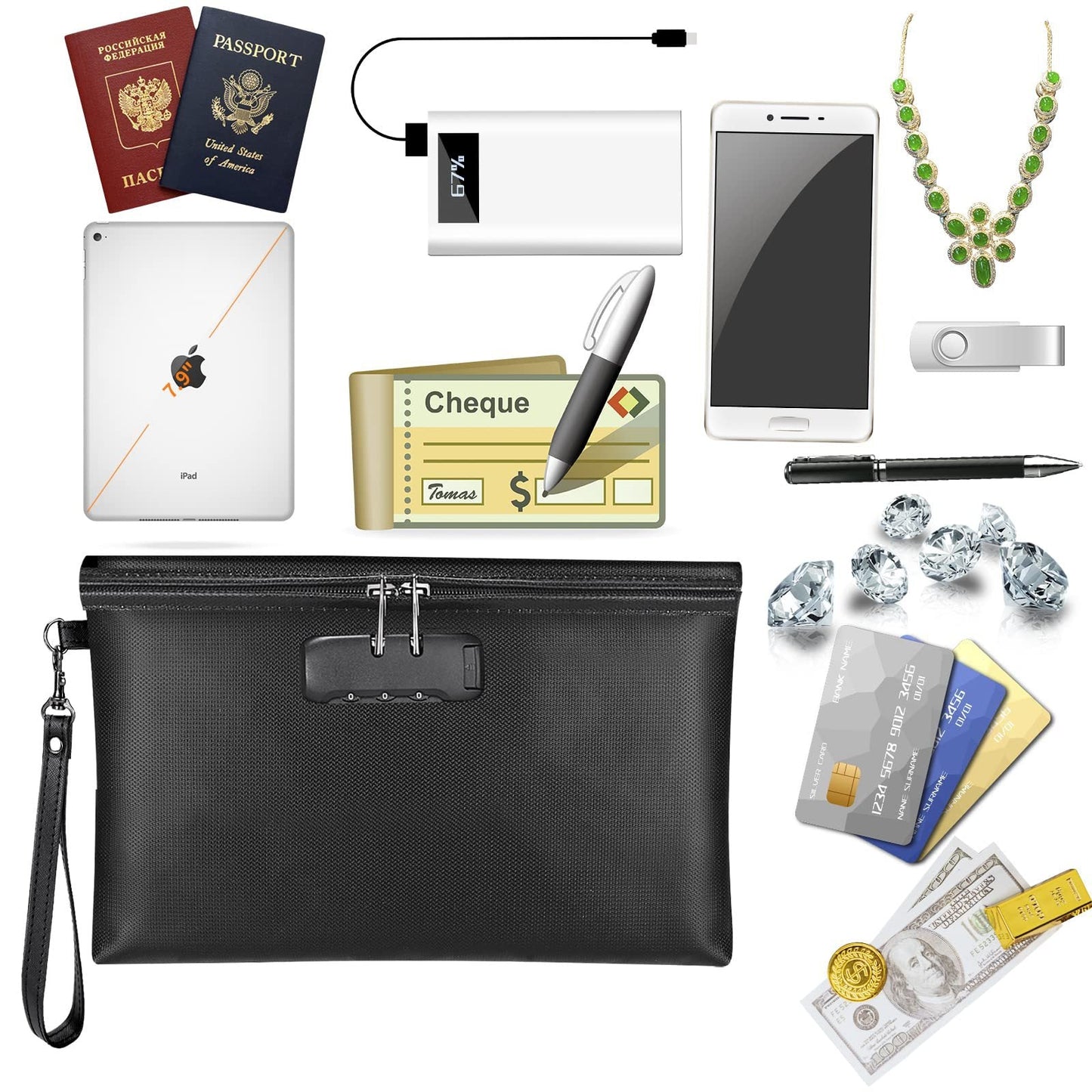 Fireproof Document Bag with Lock – Waterproof & Fire Resistant Storage
