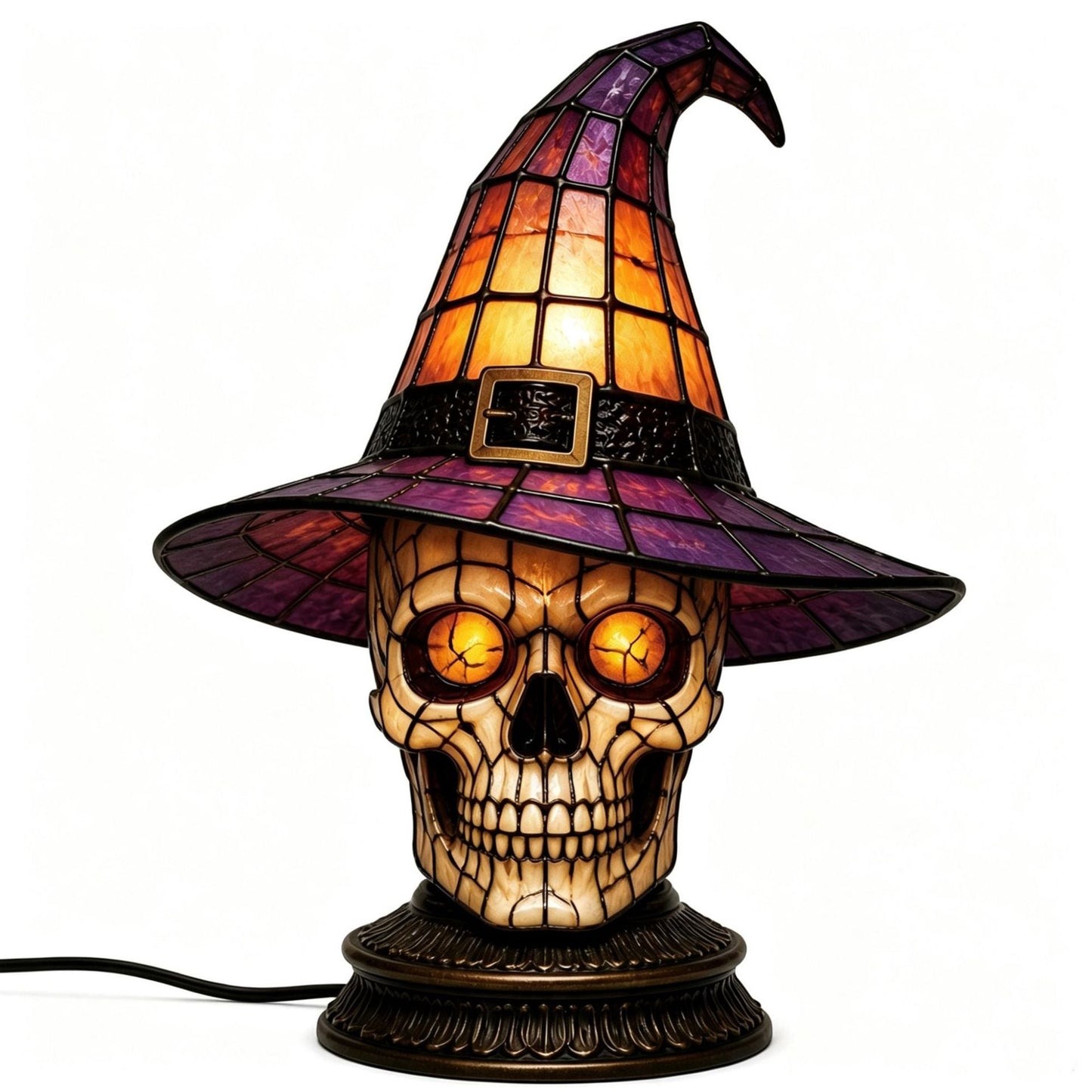 🔥Exclusive Limited Item 👍🔥50%OFF🐈 Gothic Stained Glass Witch Black Cat Table Lamp | Halloween Witch Hat Night Light Decor - BUY 2 FREE SHIPPING
