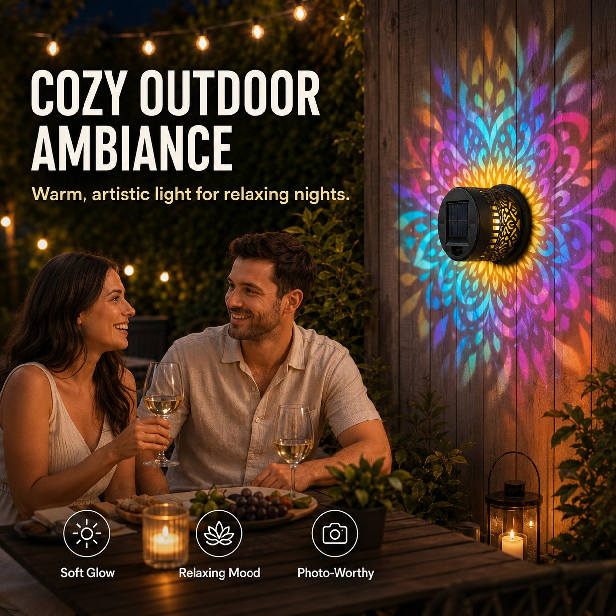 🔥Solar Mandala Projector Light Patio Ambient Decor