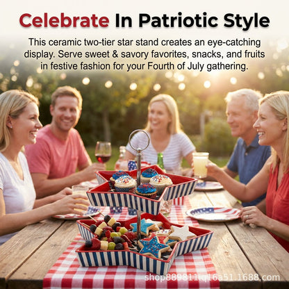 250th American Patriotic Two-Tier Star Serving Tray