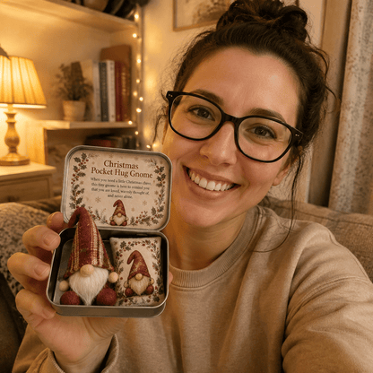 💌 Pocket Hug Gnome Comfort Gift Tin | Mini Plush Keepsake with Heartfelt Message, Matching Cushion & Protective Metal Case 🧸✨