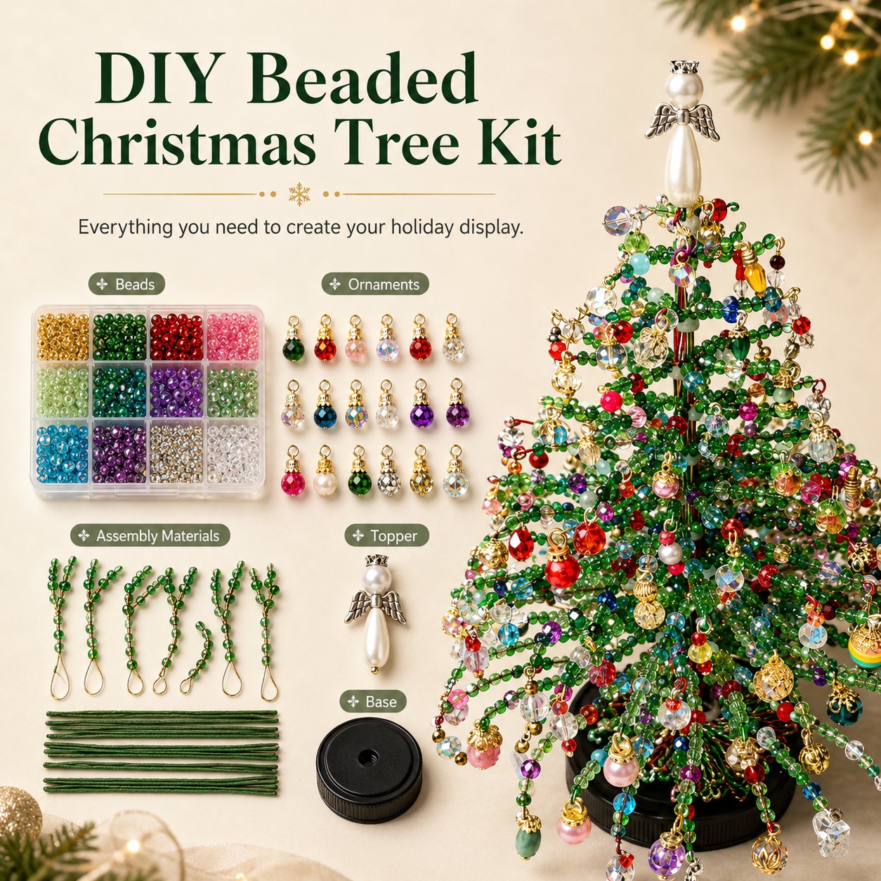 🔥Last Day 49% OFF✨ DIY Beaded Christmas Tree Kit🎅🎄