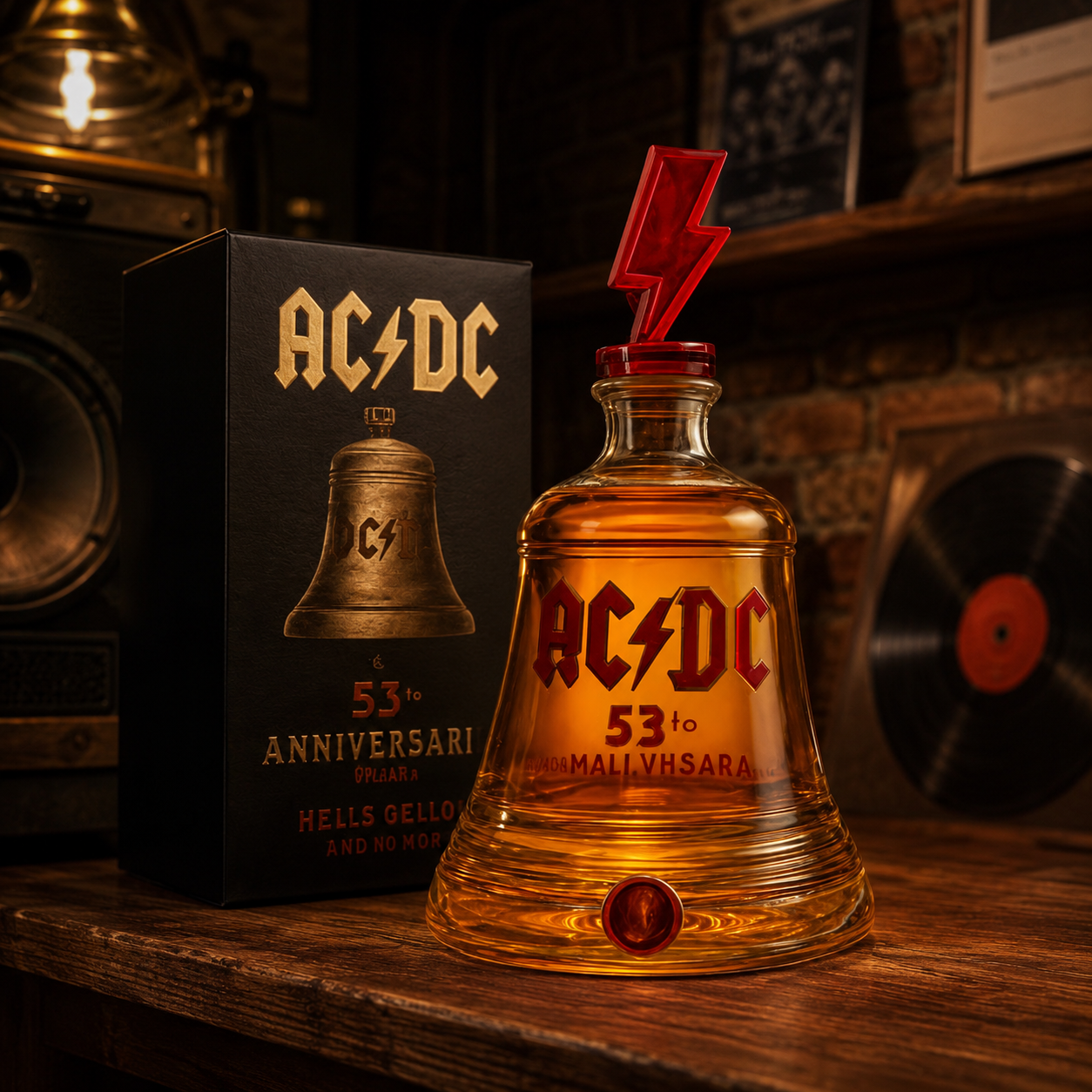 🔔AC/DC 53rd Anniversary Hell’s Bells Decanter Bottle | Rock‑n‑Roll Bar Collectible