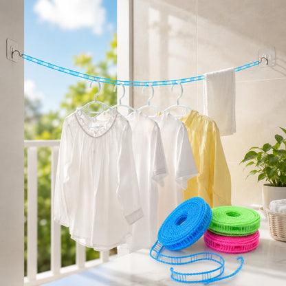 Verstellbare windfeste Wäscheleine mit Haken – Robuste mobile Wäscheleine für Reisen, Camping, Garten & Zuhause