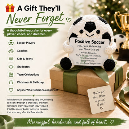🔥Last Day: BUY 3 GET 1 FREE - ⚽ Positive Soccer Buddy|Handmade Crochet Encouragement Gift 💚