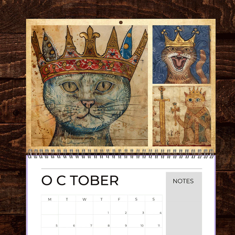 Medieval Cats with Crowns Calendar 2026