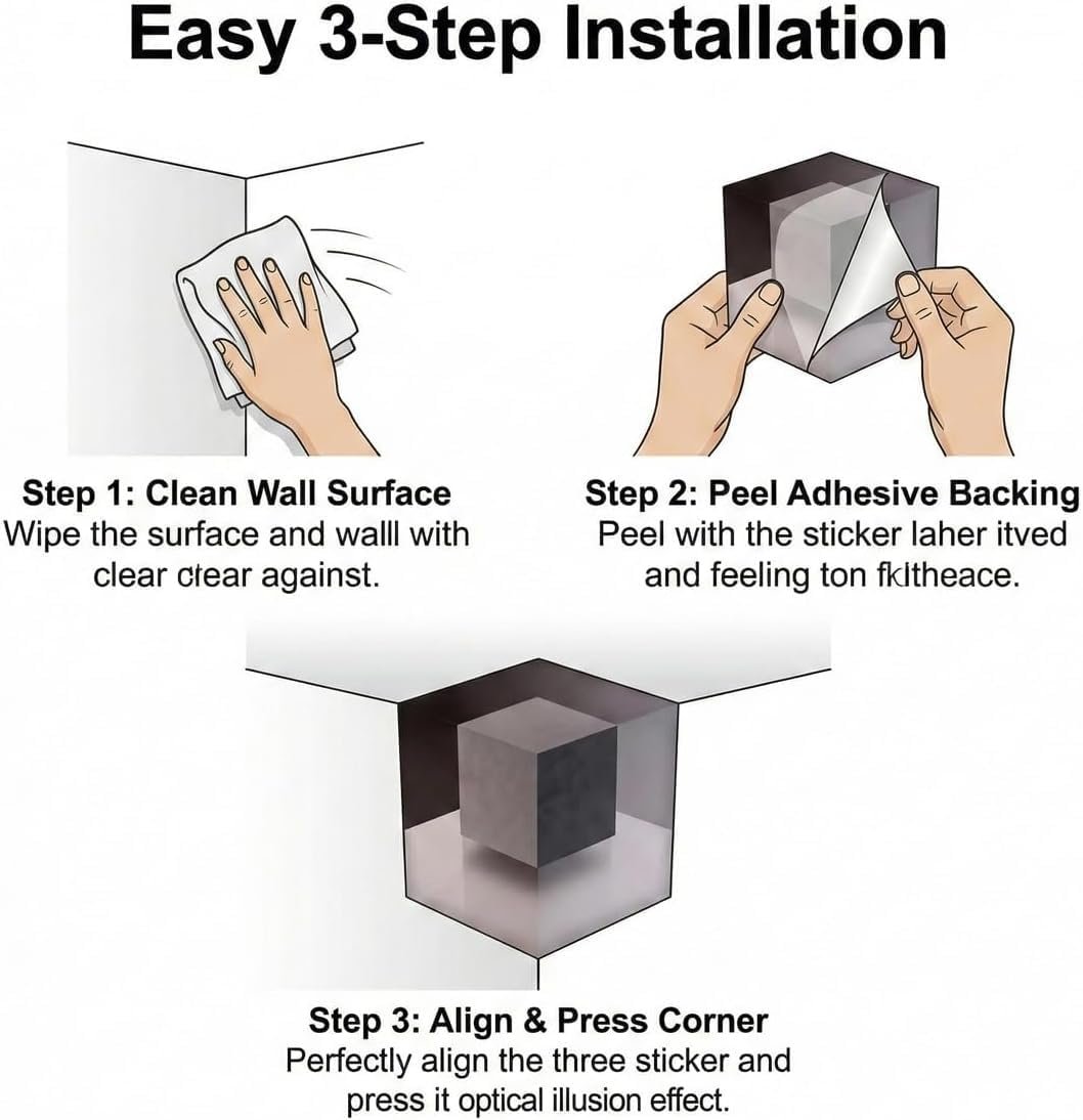 3D Wall Art Optical Illusion Corner Wall Decal