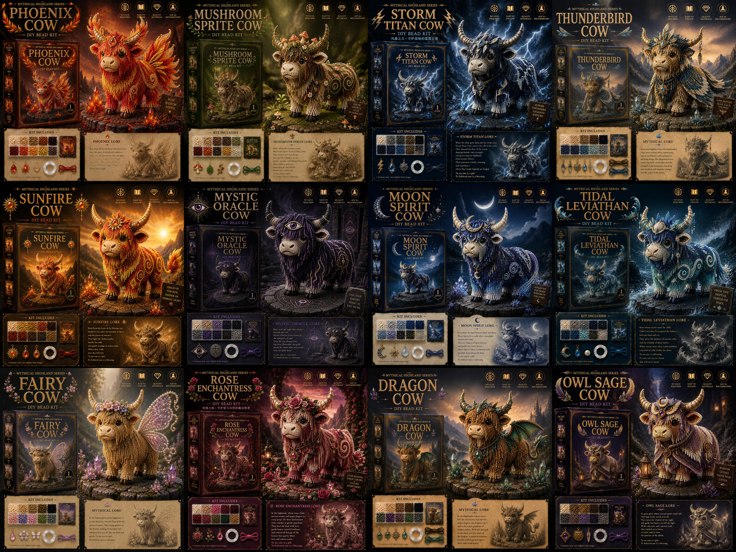 🔥Last Day BUY 3 GET 1 FREE🐮 Mythical Highland Series™ DIY Bead Kit Collection