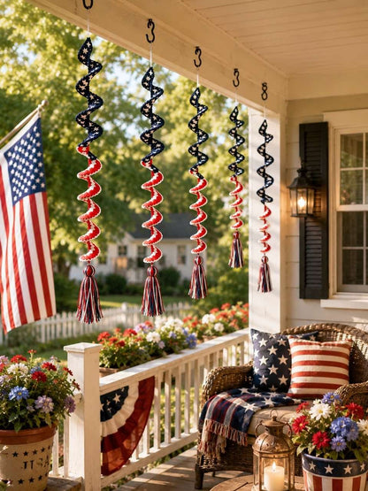 🧶 Handmade Patriotic Spiral Wind Spinner 🏡🎐