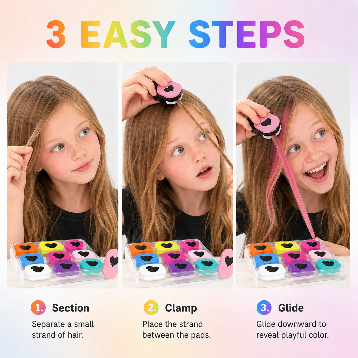 🌈 12-Color Temporary Hair Chalk Applicator Set