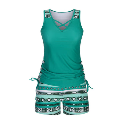 Women's Tummy Control Tankini Set with Built-In Bra – Flattering Boho Swimwear with Shorts🔥 Buy 2 Free Shipping