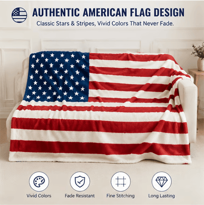 🇺🇸❤️American Flag Flannel Blanket — Ultra-Soft Flannel | Non-Shedding | Suitable for All Seasons | Available in Three Sizes