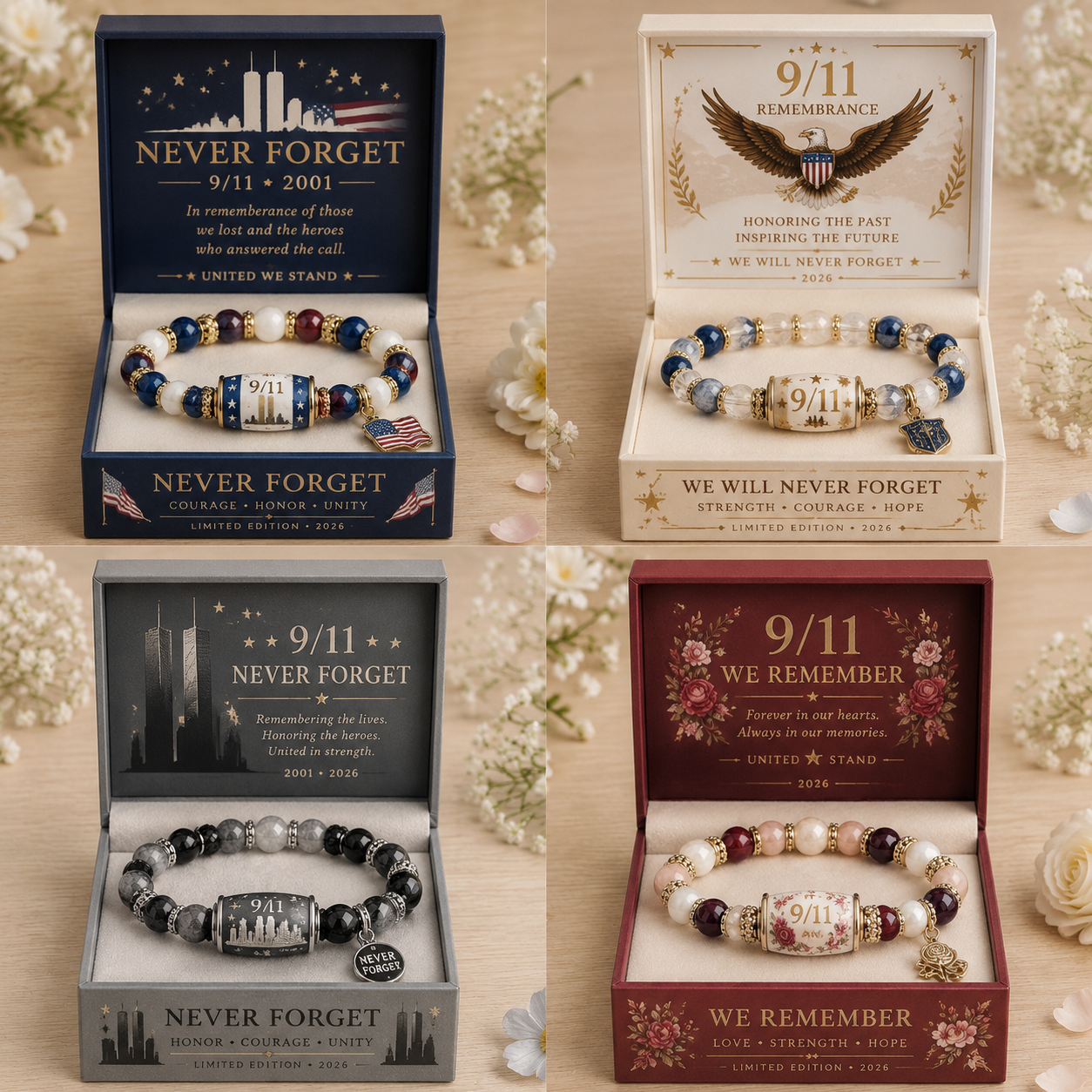 💖🎁9/11 Never Forget Commemorative Bracelet – 25th Anniversary Limited Edition