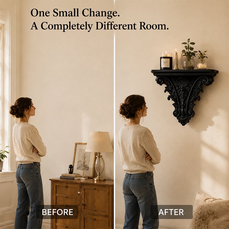 🔥Last Day 49% OFF🖤 Baroque Accent Wall Shelf(20 x 15.8cm)