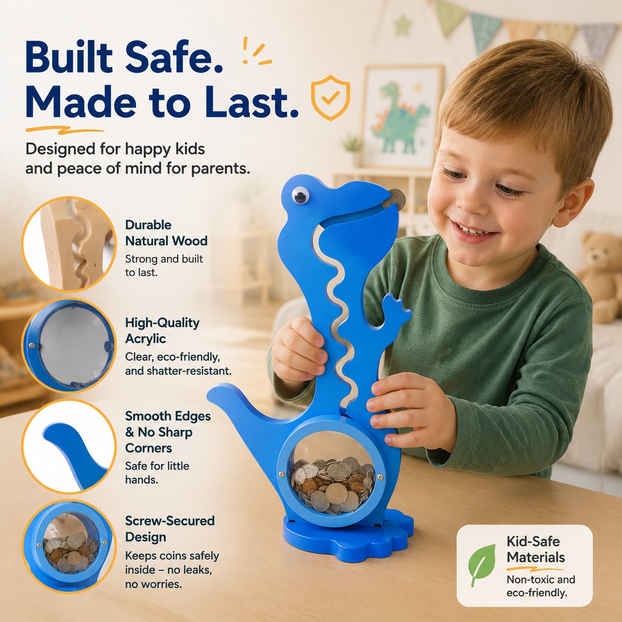 🦕 Interactive Dinosaur Coin Bank