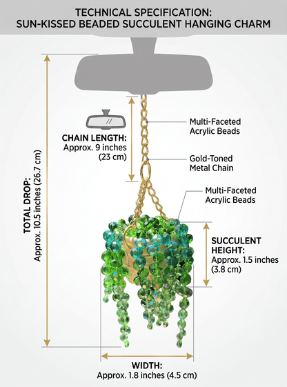 Sun-Kissed Beaded Succulent Car Charm