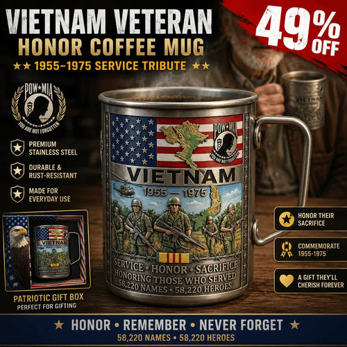 🔥LAST DAY 49% OFF 🎖️2026 Vietnam Veteran Honor Coffee Mug – 1955-1975 Service Tribute
