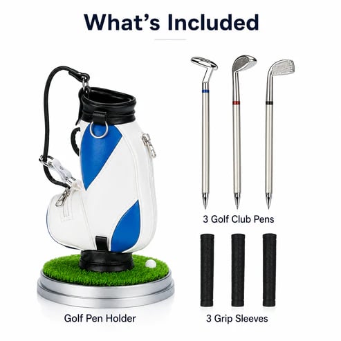 ⛳ Golf Pen Holder + 3-Pen Set 🏌️‍♂️ Elevate Your Desk – A Hole-in-One for Style & Function