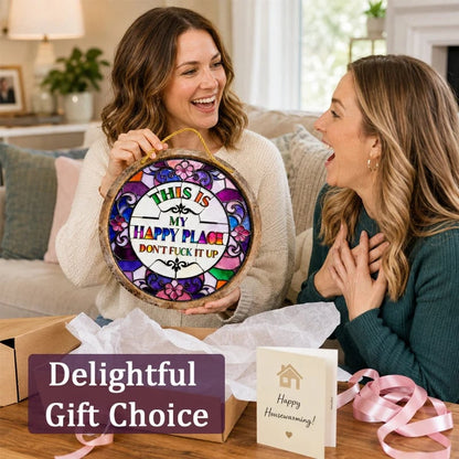 🔥LAST DAY 50% OFF -🌈Stained Glass Happy Place Hanging Decor