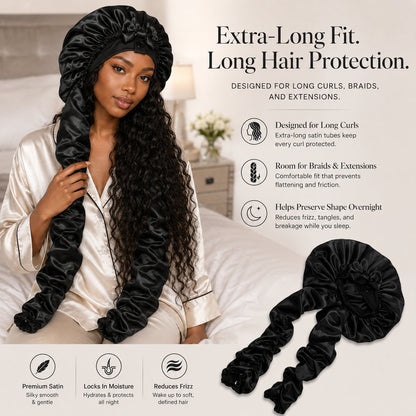 Satin/Silk Bonnet for Long Curly Hair