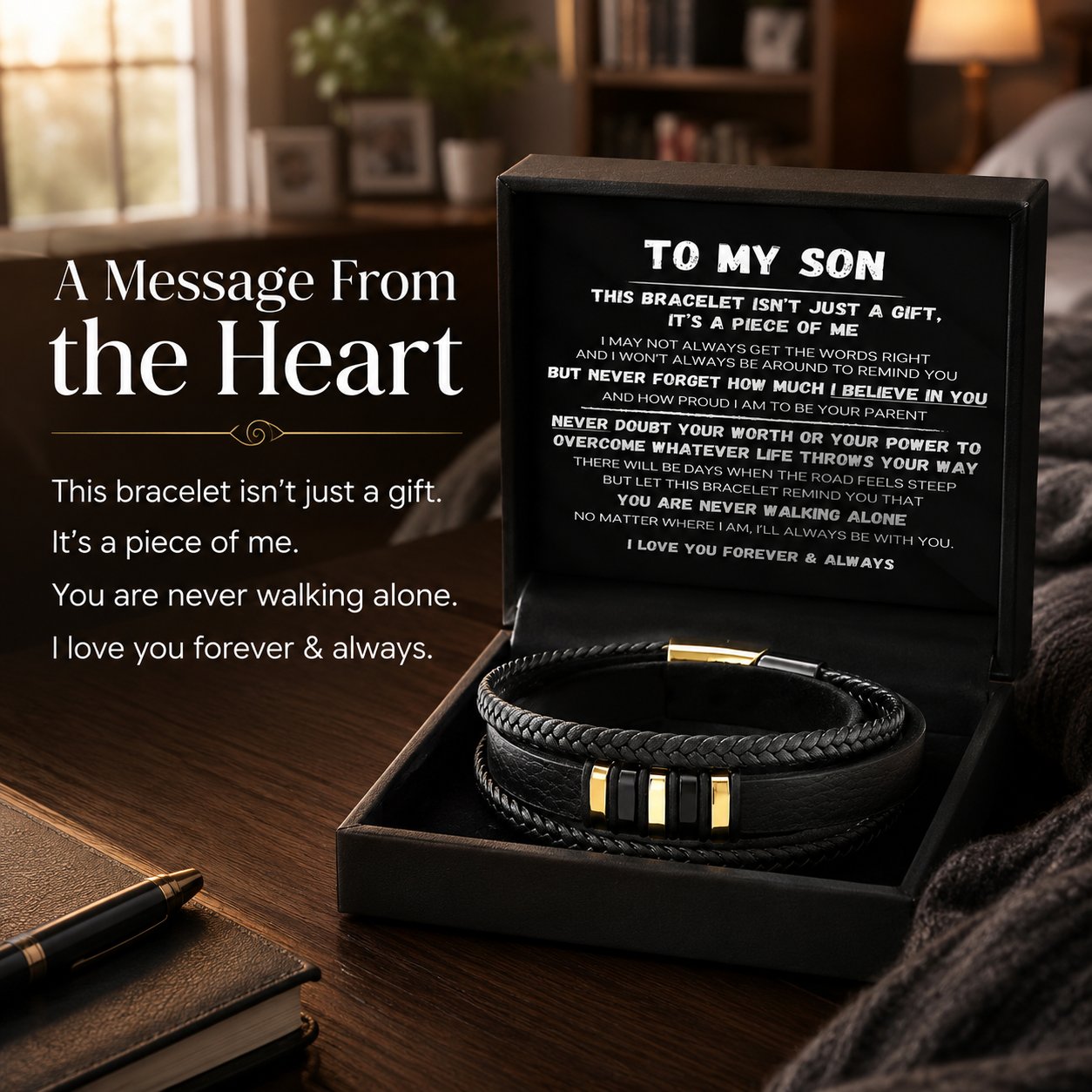 🔥LAST DAY 57% OFF - 🖤To My Son — Never Walk Alone Braided Bracelet Set