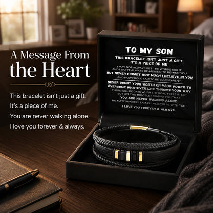 🔥LAST DAY 57% OFF - 🖤To My Son — Never Walk Alone Braided Bracelet Set