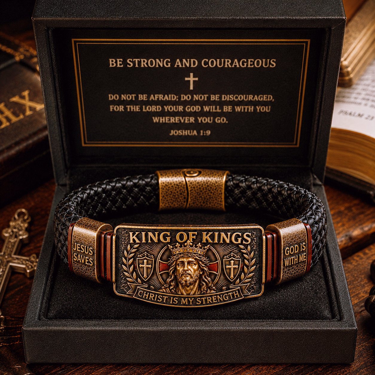 ✝️ King of Kings Faith Bracelet – Adjustable Christian Wristband Gift