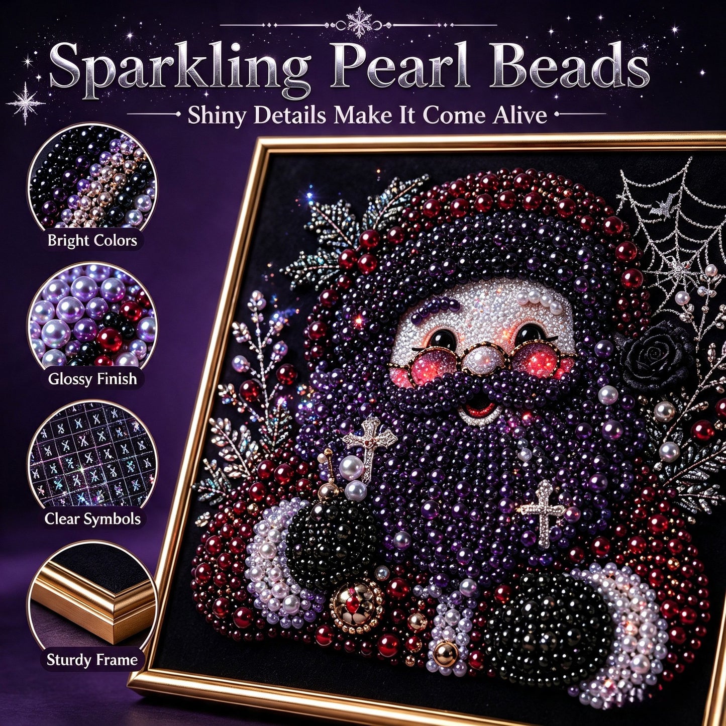 🔥 LAST DAY 49% OFF – 🖤 Premium 3D Pearl Dark Gothic Diamond Painting Art Kit | Luxury Flocked Canvas with Scratch-Resistant Non-Fading Pearl Beads DIY Dark Academia Decor 💀🕯️✨
